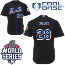New York Mets -28 Daniel Murphy Black Cool Base W 2015 World Series Patch Stitched MLB Jersey