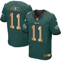 Nike Eagles -11 Carson Wentz Midnight Green Team Color Stitched NFL New Elite Gold Jersey