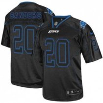 Nike Lions -20 Barry Sanders Lights Out Black Stitched NFL Elite Jersey