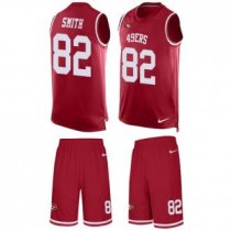 49ers #82 Torrey Smith Red Team Color Stitched NFL Limited Tank Top Suit Jersey