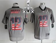 Nike New England Patriots -12 Tom Brady Grey Super Bowl XLIX Mens Stitched NFL Elite USA Flag Fashio