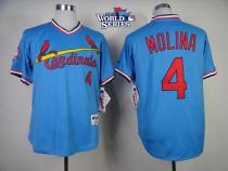 St Louis Cardinals #4 Yadier Molina Blue 1982 Turn Back The Clock 2013 World Series Patch Stitched M