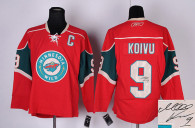 Autographed Minnesota Wild -9 Mikko Koivu Stitched Red NHL Jersey
