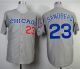Mitchell and Ness 1990 Chicago Cubs -23 Ryne Sandberg Grey Throwback Stitched MLB Jersey