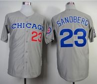 Mitchell and Ness 1990 Chicago Cubs -23 Ryne Sandberg Grey Throwback Stitched MLB Jersey