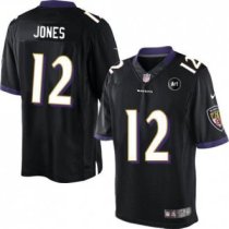 Nike Ravens -12 Jacoby Jones Black Alternate With Art Patch Stitched NFL Limited Jersey
