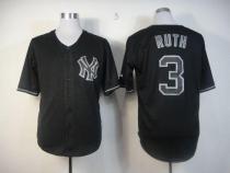 New York Yankees -3 Babe Ruth Black Fashion Stitched MLB Jersey