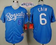 Kansas City Royals -6 Lorenzo Cain Light Blue Alternate Cool Base W 2014 World Series Patch Stitched