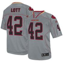 Nike San Francisco 49ers #42 Ronnie Lott Lights Out Grey Men‘s Stitched NFL Elite Jersey