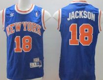 New York Knicks -18 Phil Jackson Blue Throwback Stitched NBA Jersey