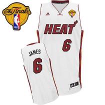 Miami Heat Finals Patch -6 LeBron James Revolution 30 White Stitched NBA Jersey