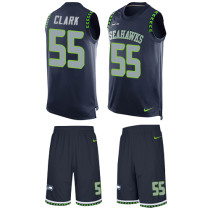 Seahawks -55 Frank Clark Steel Blue Team Color Stitched NFL Limited Tank Top Suit Jersey