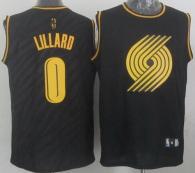 Portland Trail Blazers -0 Damian Lillard Black Precious Metals Fashion Stitched NBA Jersey
