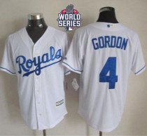 Kansas City Royals -4 Alex Gordon White New Cool Base W 2015 World Series Patch Stitched MLB Jersey