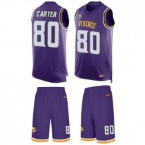 Vikings #80 Cris Carter Purple Team Color Stitched NFL Limited Tank Top Suit Jersey