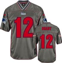 Nike New England Patriots -12 Tom Brady Grey Mens Stitched NFL Elite Vapor Jersey