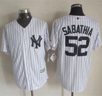 New York Yankees -52 C C Sabathia New White Strip Cool Base Stitched MLB Jersey