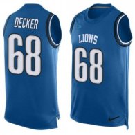 Nike Lions -68 Taylor Decker Blue Team Color Stitched NFL Limited Tank Top Jersey