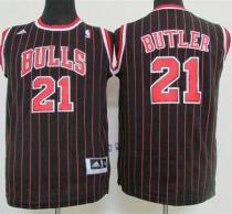 Chicago Bulls #21 Jimmy Butler Black Strip Stitched Youth NBA Jersey