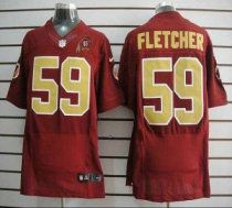 Nike Redskins -59 London Fletcher Red(Gold Number) 80TH Patch Stitched NFL Elite Jersey