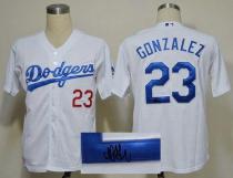 Los Angeles Dodgers -23 Adrian Gonzalez White Cool Base Autographed Stitched MLB Jersey
