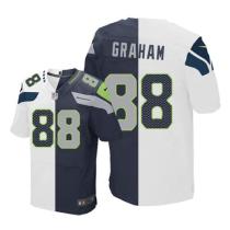 Nike Seahawks -88 Jimmy Graham White Steel Blue Stitched NFL Elite Split Jersey