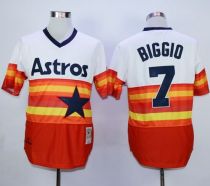 Mitchell And Ness 1980 Houston Astros #7 Craig Biggio White Orange Throwback Stitched MLB Jersey