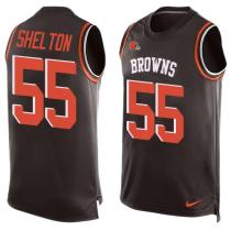 Nike Browns -55 Danny Shelton Brown Team Color Stitched NFL Limited Tank Top Jersey