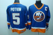 New York Islanders -5 Denis Potvin Stitched Baby Blue CCM Throwback NHL Jersey