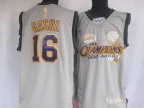 Los Angeles Lakers -16 Pau Gasol Grey 2010 Finals Champions Stitched NBA Jersey