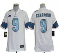 Nike Lions -9 Matthew Stafford White With C Patch Stitched NFL Game Jersey