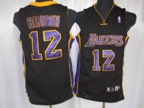 Los Angeles Lakers -12 Shannon Brown Stitched Black Purple Number NBA Jersey