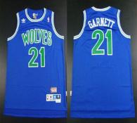 Minnesota Timberwolves -21 Retro Garnett Blue Throwback Stitched NBA Jersey