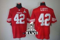 Nike San Francisco 49ers -42 Ronnie Lott Red Team Color Super Bowl XLVII Mens Stitched NFL Elite Jer