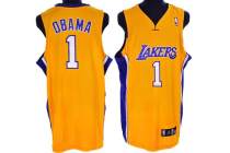 Los Angeles Lakers -1 President Obama Stitched Yellow NBA Jersey