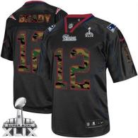 Nike New England Patriots -12 Tom Brady Black Super Bowl XLIX Mens Stitched NFL Elite Camo Fashion J