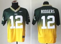 Nike Green Bay Packers #12 Aaron Rodgers Green Gold Men's Stitched NFL Elite Fadeaway Fashion Jersey