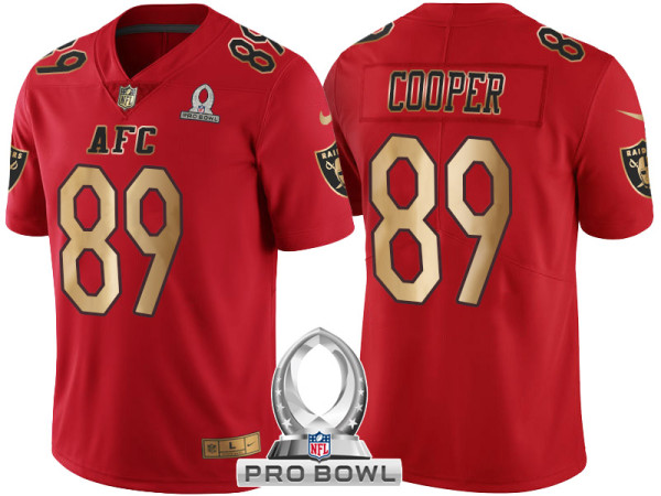 OAKLAND RAIDERS -89 AMARI COOPER AFC 2017 PRO BOWL RED GOLD LIMITED JERSEY