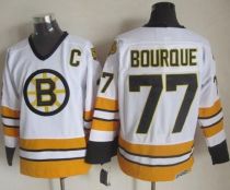 Boston Bruins -77 Ray Bourque White Yellow CCM Throwback Stitched NHL Jersey