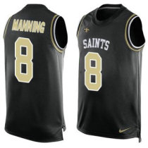 Nike Saints -8 Archie Manning Black Team Color Stitched NFL Limited Tank Top Jersey