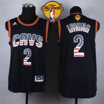 Cleveland Cavaliers -2 Kyrie Irving Black USA Flag Fashion The Finals Patch Stitched NBA Jersey