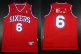 Philadelphia 76ers -6 Julius Erving Red Throwback DR J Stitched NBA Jersey