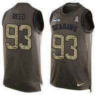 Nike Seahawks -93 Jarran Reed Green Stitched NFL Limited Salute To Service Tank Top Jersey