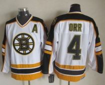 Boston Bruins -4 Bobby Orr White Black CCM Throwback Stitched NHL Jersey