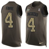 Nike Packers -4 Brett Favre Green Stitched NFL Limited Salute To Service Tank Top Jersey