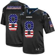 Nike Dallas Cowboys #8 Troy Aikman Black Men's Stitched NFL Elite USA Flag Fashion Jersey