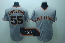 MLB San Francisco Giants #55 Tim lincecum Stitched Grey Autographed Jersey