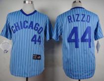 Chicago Cubs -44 Anthony Rizzo Blue White Strip Cooperstown Throwback Stitched MLB Jersey