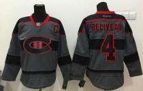 Montreal Canadiens -4 Jean Beliveau Charcoal Cross Check Fashion Stitched NHL Jersey