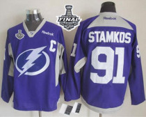 Tampa Bay Lightning -91 Steven Stamkos Purple Practice 2015 Stanley Cup Stitched NHL Jersey